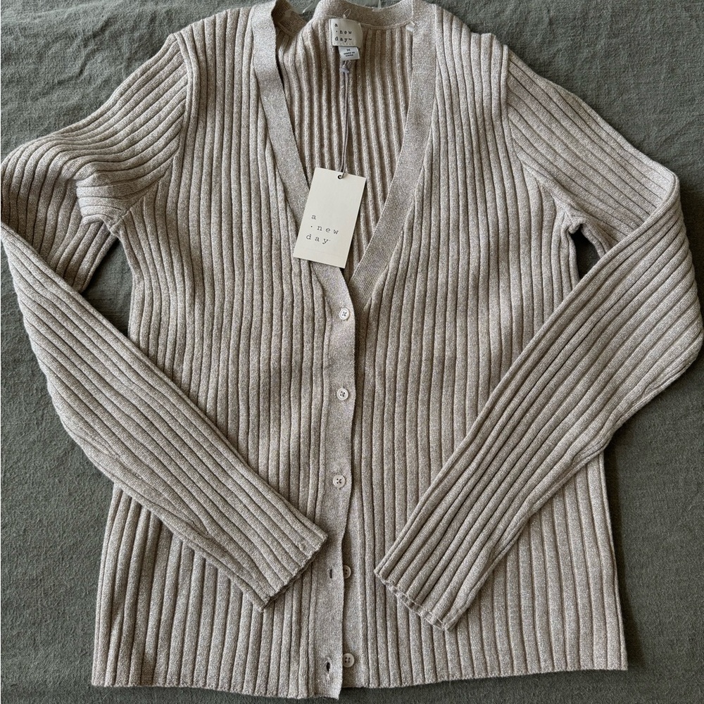A New Day Women's Ribbed Cardigan with Sparkle shimmer - Picture 2 of 5